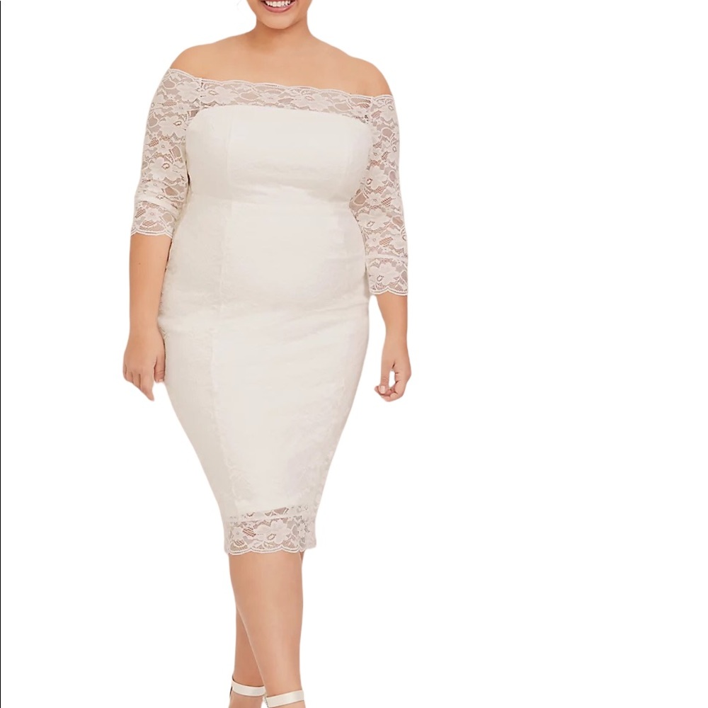 NEW Torrid Bridal Ivory Lace Off-Shoulder Bodycon Wedding Dress Plus Size 20 NWT
